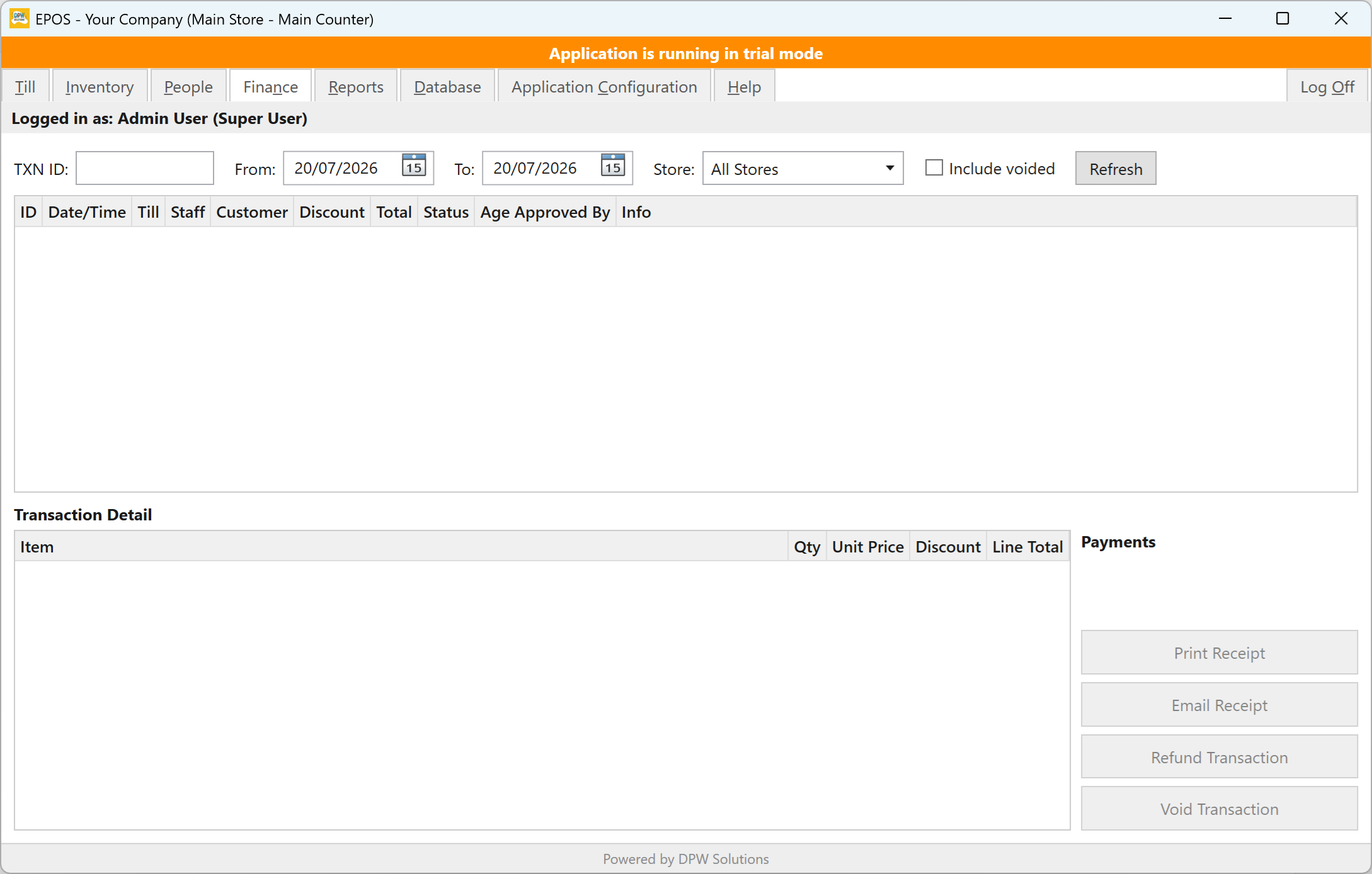 Finance — Transactions